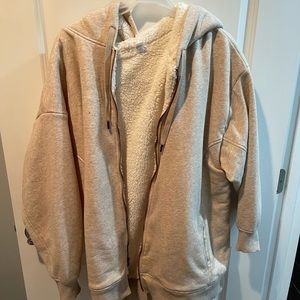 Tan FLUFFY zip up jacket